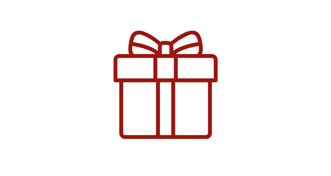 Ein einfaches, stilisiertes Bild einer Geschenkbox mit rotem Band, ideal für Diskussionen über Geschenke und Feierlichkeiten.